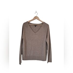 Banana Republic 100% Merino Wool Lightweight V Neck Women's L Brown Sweater